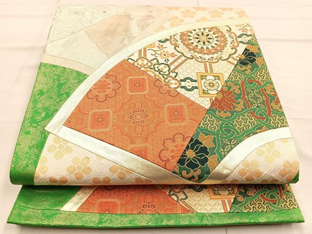 平和屋着物◎六通柄袋帯 唐織 流水更紗華文 銀糸 正絹 逸品 AAAD1819Aog