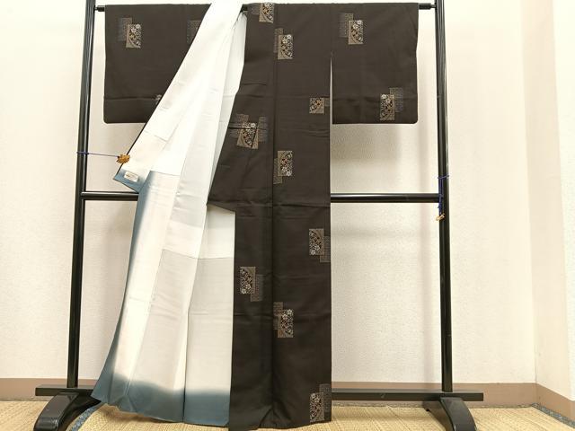 平和屋着物○本場大島紬 9マルキ 短冊花文 正絹 逸品 AAAU8318zg