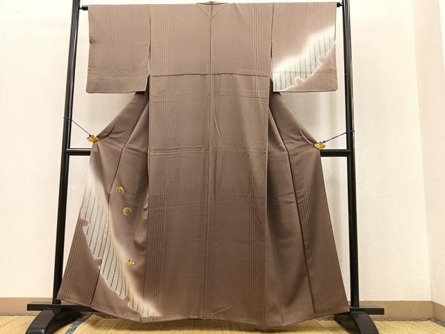 平和屋着物●訪問着　刺繍　草花文　暈し染め　金糸　正絹　逸品　BAAR4122pk