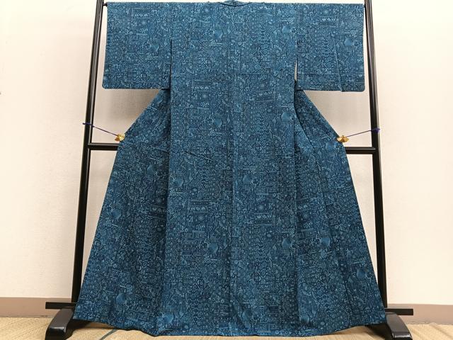 平和屋着物▽手描友禅女流作家 一色生子 訪問着 単衣 枝