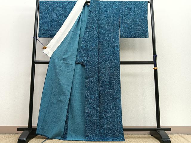 平和屋着物○紅花紬 米沢 新田秀次 訪問着 大円文 正絹