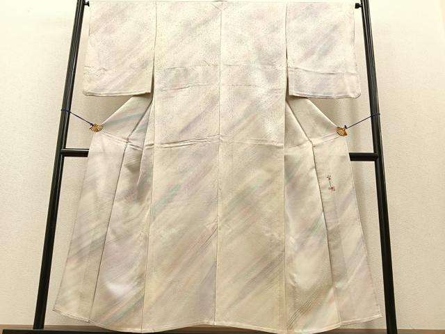 平和屋着物▽上質な小紋 単衣 作家物 霞文 暈し染め