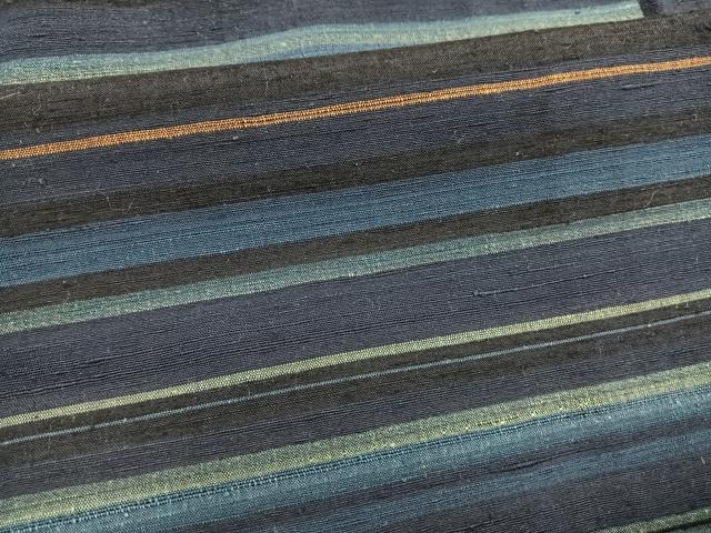 平和屋着物▽上質な紬 単衣 横段文 正絹 逸品 BAAS3509ui