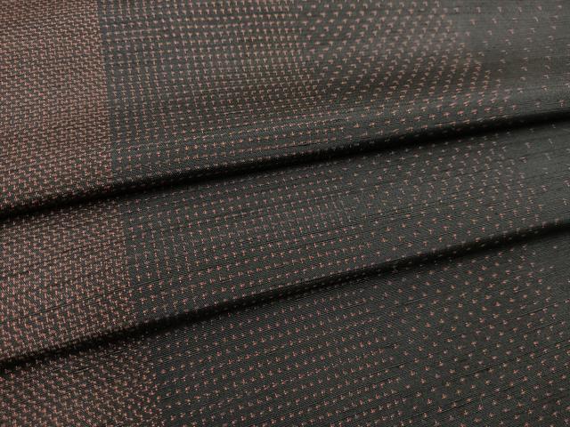 平和屋着物▽上質な紬　単衣　絣文様　正絹　逸品　BAAS7842yc