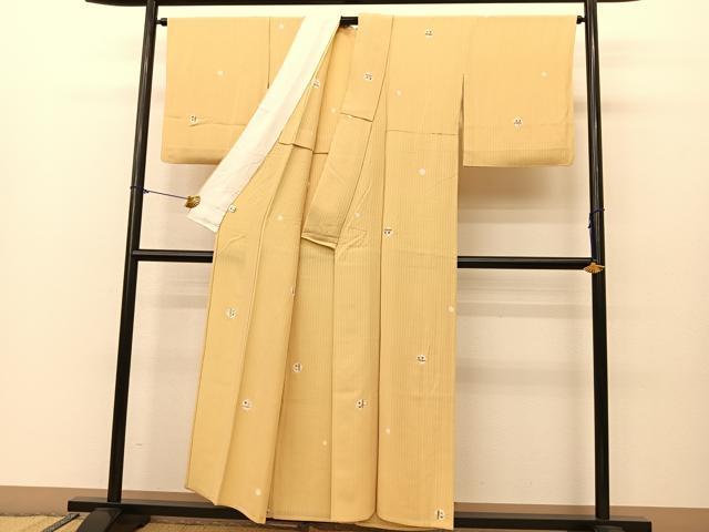 平和屋着物▽上質な小紋　単衣　絞り　幾何学文様　金彩　正絹　逸品　BAAS8038yc 平和屋着物▽上質な小紋 単衣 絞り 幾何学文様 金彩 正絹 逸品