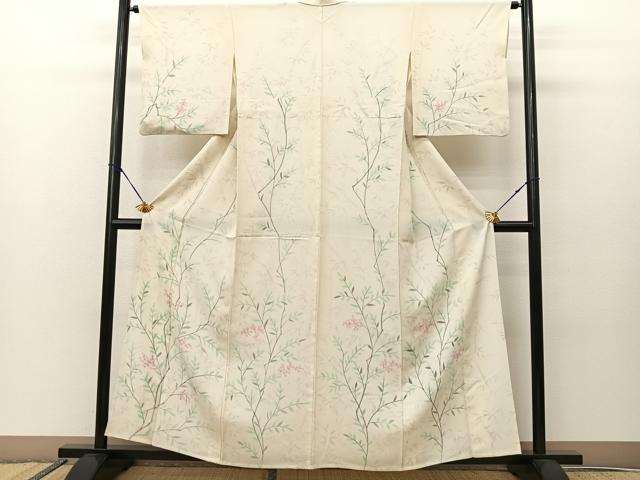 平和屋着物▽訪問着　単衣　手描き　南天文　正絹　逸品　BAAS8039yc_1