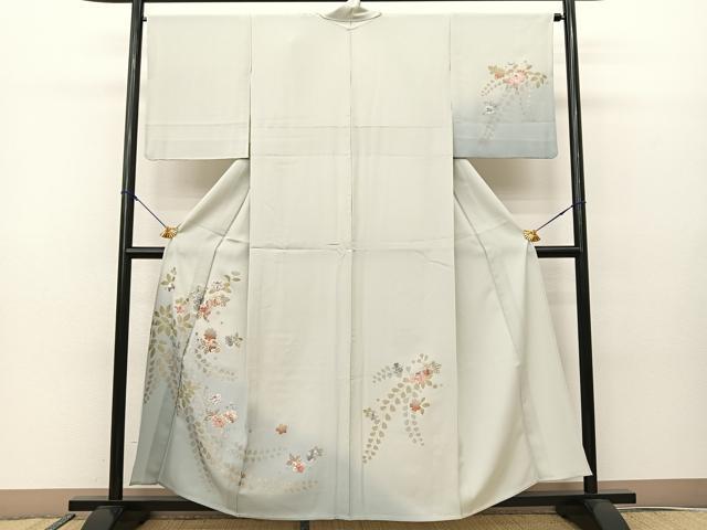 平和屋着物▽訪問着 単衣 駒刺繍 風景文 金糸 金彩 正絹 逸品