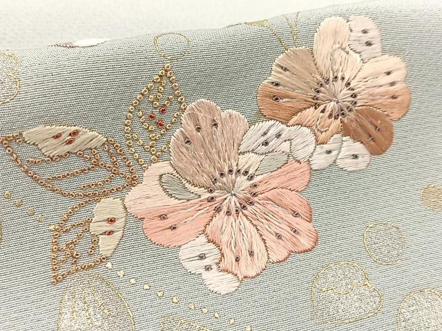 平和屋着物●ファッションデザイナー 花井幸子　訪問着　駒刺繍　霞花文　金彩　正絹　逸品　DAAQ3192ps 平和屋着物○ファッションデザイナー 花井幸子 訪問着 駒刺繍 霞花文