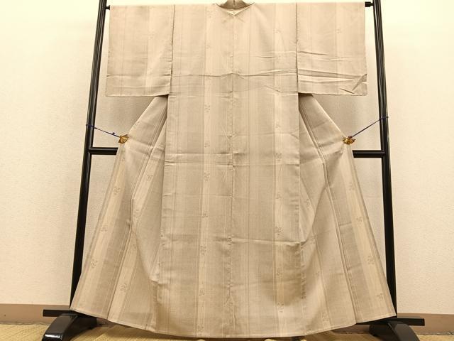 平和屋着物○上質な色無地 唐草地紋 桑染色 正絹 逸品 AAAY8997ph