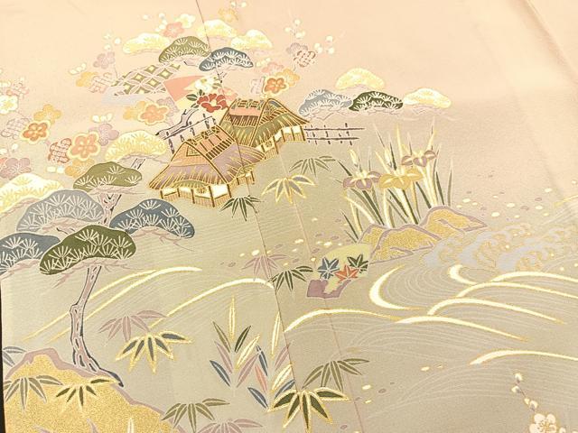 平和屋着物▽訪問着 単衣 御所解花文 暈し染め 金彩