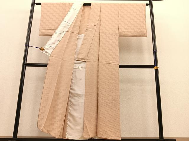 平和屋着物▽上質な色無地 単衣 片輪車笹地紋 洗