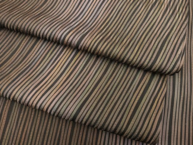 平和屋着物▽上質な小紋　単衣　斜線　暈し染め　黒地　正絹　逸品　BAAS8336hv