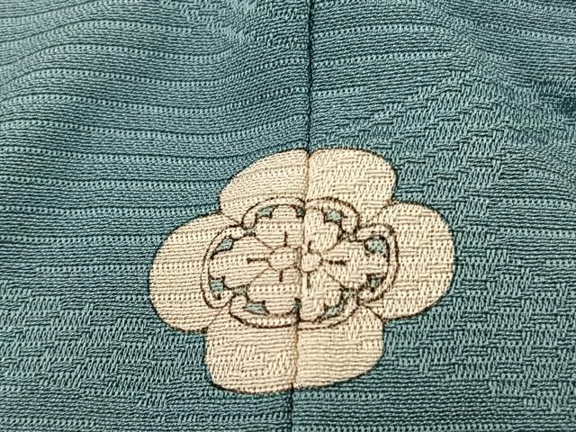 平和屋着物▽上質な色無地 単衣 竜田川地紋 薄青色 正絹 逸品