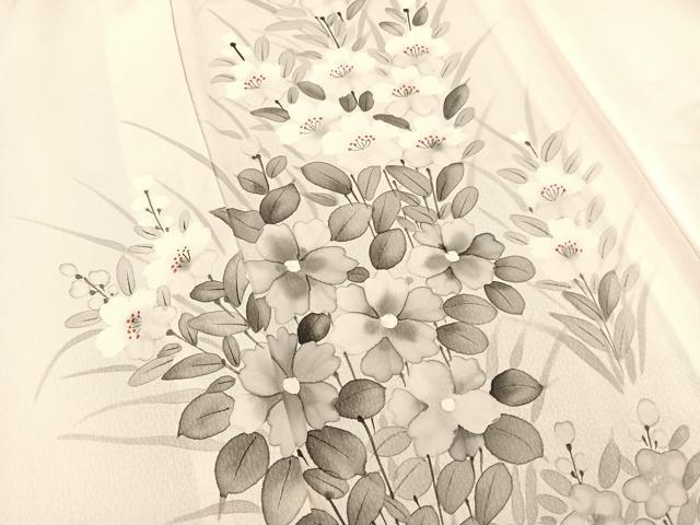 平和屋着物▽訪問着 単衣 手描き 草花文 正絹 逸品 BAAS8382hv 【公式