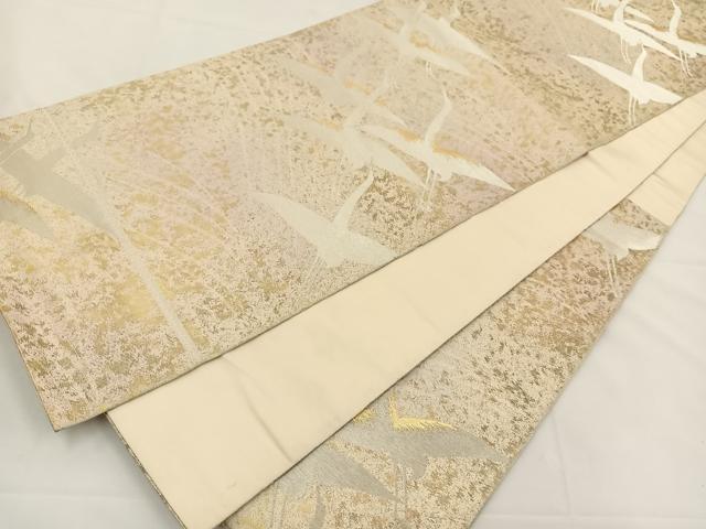 平和屋着物◎六通柄袋帯 飛鶴文 金銀糸 引箔 正絹 逸品 BAAS9641owの
