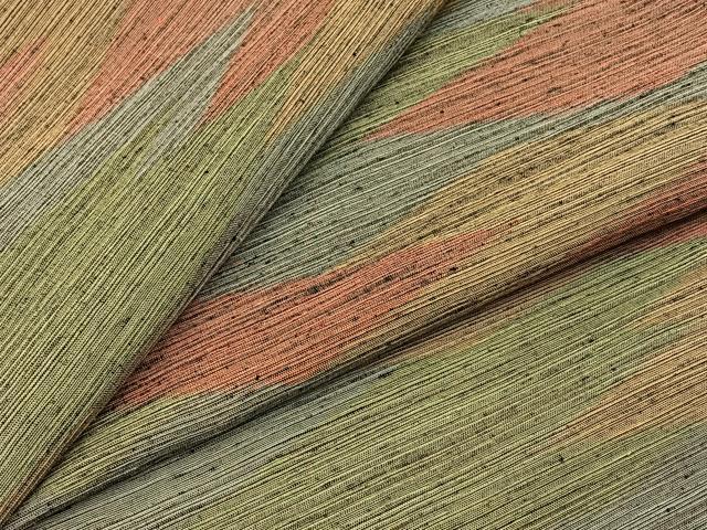 平和屋着物▽上質な紬　単衣　霞文　正絹　逸品　BAAT0427yt