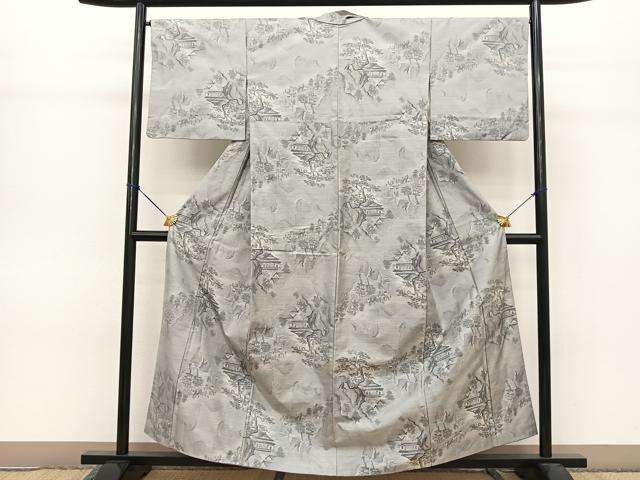 平和屋着物○本場大島紬 風景文 正絹 逸品 BAAT0830yc