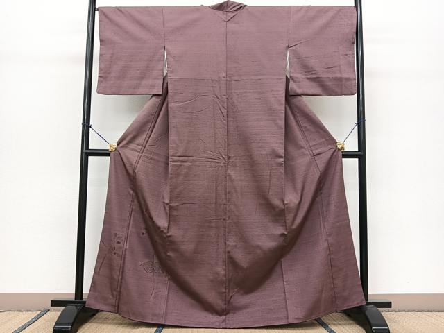 平和屋着物●能州紬　絲藝苑　上島洋山　色留訪問着　ホトトギス　ますいわ屋扱い　反端付き　正絹　逸品　BAAT0843yc