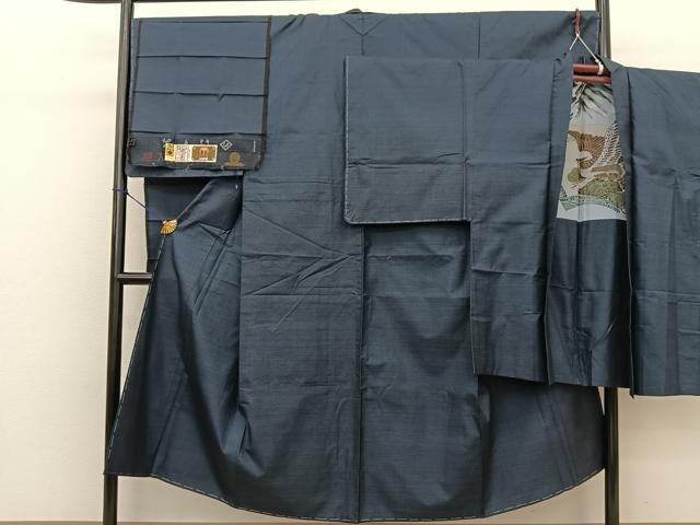 平和屋着物●男性　本場大島紬　アンサンブル　100亀甲　総詰め　羽裏：一富士二鷹三茄子　泉のり子作　証紙付き　正絹　逸品　BAAT0948yc