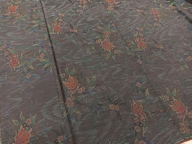 平和屋着物●本場大島紬　花蝶文　正絹　逸品　未使用　BAAT0953yc