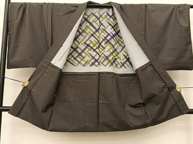 平和屋着物○男性 本場大島紬 アンサンブル 格子柄 さが美扱い キング