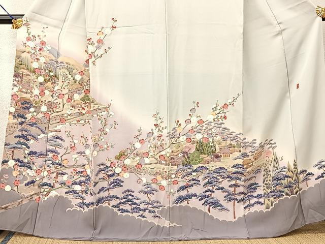 平和屋着物○本場大島紬 訪問着 100亀甲 草花文 正絹 逸品 AAAZ4961ck