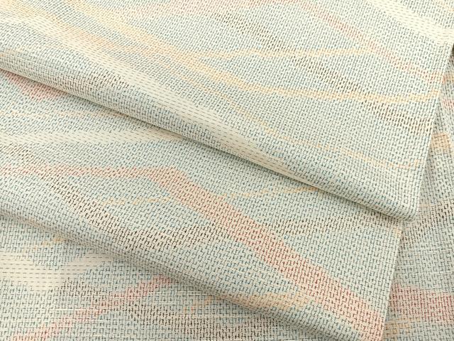 平和屋着物▽上質な紬　単衣　幾何学文様　正絹　逸品　BAAT1113hv