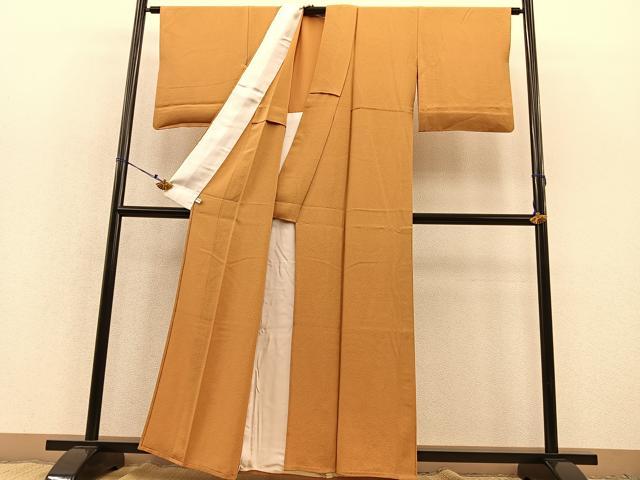 平和屋着物▽上質な色無地 単衣 狐色 正絹 逸品 BAAT1142hv 色