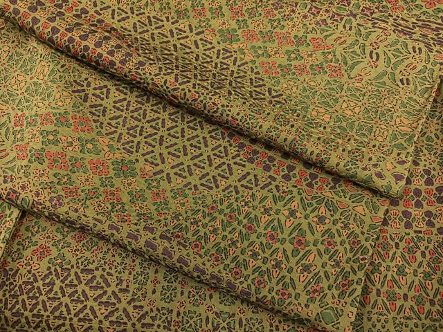 平和屋着物▽上質な小紋　単衣　切り嵌め文様　正絹　逸品　BAAT1152hv