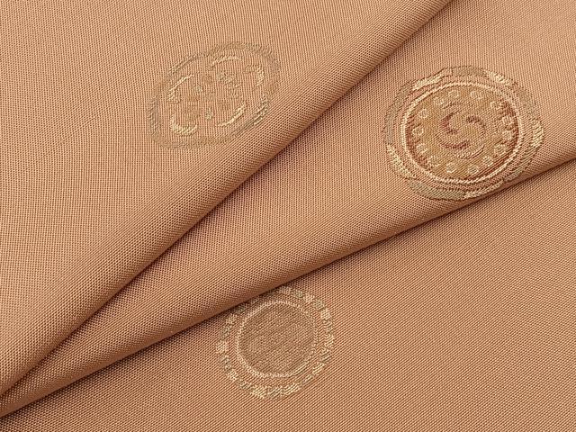 平和屋着物▽上質な紬　単衣　花絵皿文　正絹　逸品　BAAT1164hv