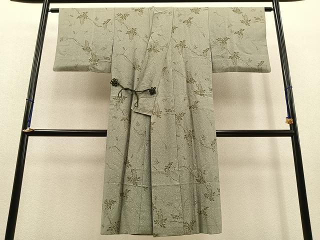 平和屋着物＃道中着　単衣　ロング丈　藤　正絹　逸品　BAAT1598gt