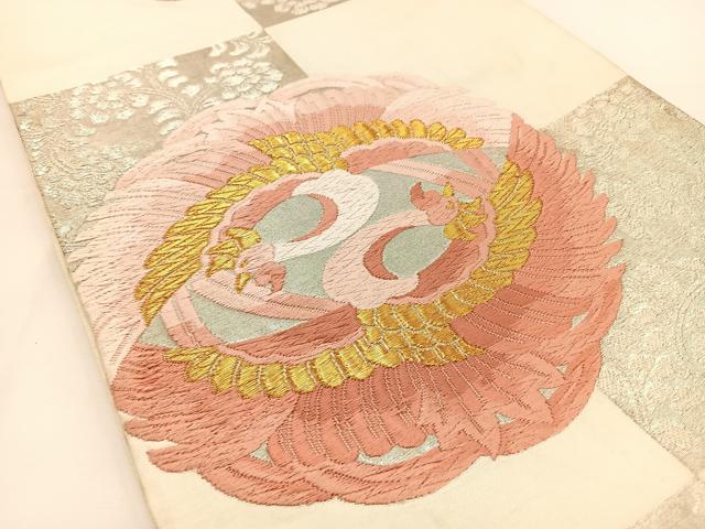 平和屋着物◎六通柄袋帯 唐織 向かい鳳凰文 金銀糸 正絹 逸品