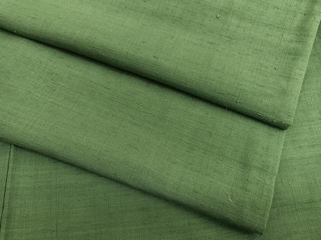 平和屋着物●本場結城紬　重要無形文化財　色無地　松葉色　正絹　逸品　BAAT3172hv