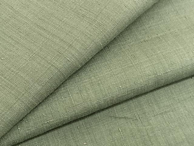 平和屋着物●本場結城紬　重要無形文化財　色無地　麹塵色　正絹　逸品　未使用　BAAT3198hv