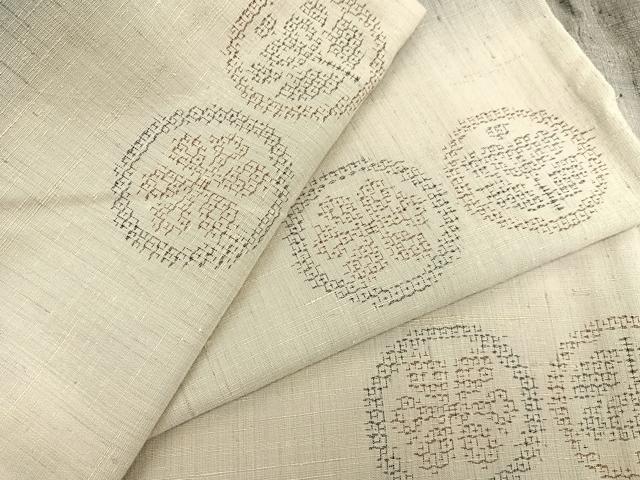 平和屋着物□極上 全通柄 九寸名古屋帯 結城紬 型染め 市