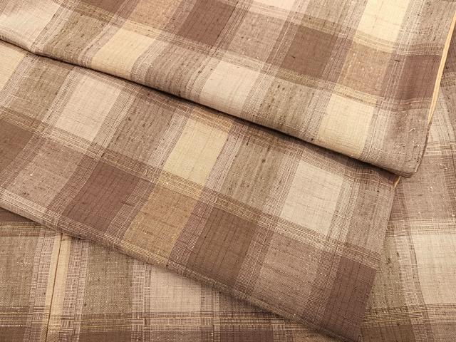 平和屋着物●上質な紬　格子柄　正絹　逸品　BAAT6660hv