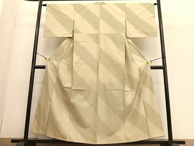 平和屋着物●上質な紬　縞　正絹　逸品　未使用　BAAT6691hv