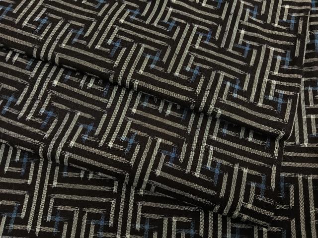 平和屋着物▽久留米絣　単衣　秋名バラ柄　綿　逸品　BAAT6712hv