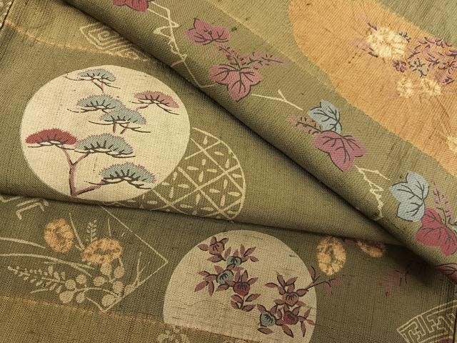 平和屋着物●上質な小紋　紬地　絞り　横段松花丸文　やまと誂製　正絹　逸品　未使用　BAAT6716hv