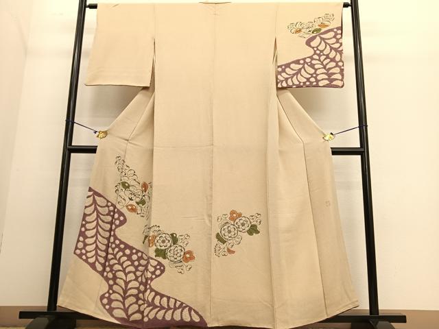 平和屋着物●人間国宝　五代　田畑喜八　訪問着　辻が花　絞り　鬼しぼ縮緬　正絹　逸品　BAAT6744hv