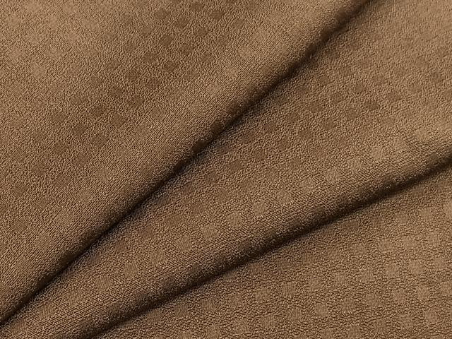 平和屋着物●男性　色無地　市松地紋　媚茶色　正絹　逸品　BAAT6752hv