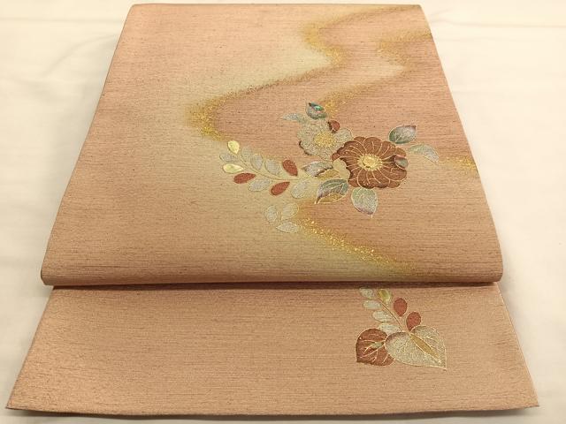 平和屋着物●太鼓柄袋帯　辻が花　紬地　螺鈿　金銀彩　正絹　逸品　BAAT6766hv