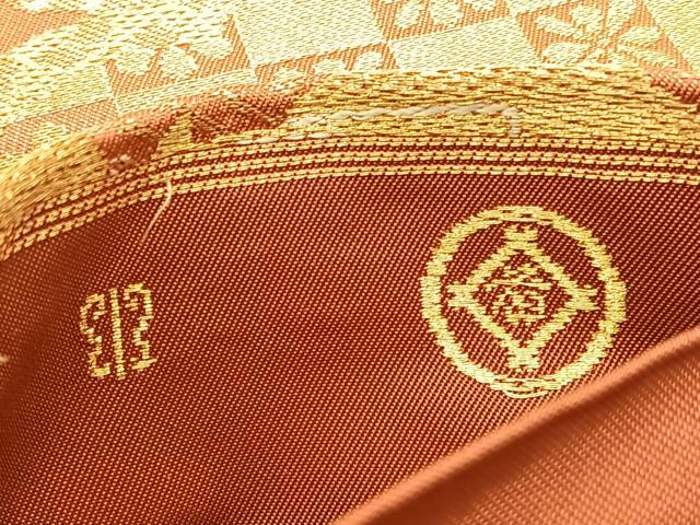 平和屋着物■西陣　川島織物　全通柄　本袋帯　松笠立波扇面文　金糸　正絹　逸品　BAAT6810hv 平和屋着物□西陣 川島織物 全通柄 本袋帯 松笠立波扇面文