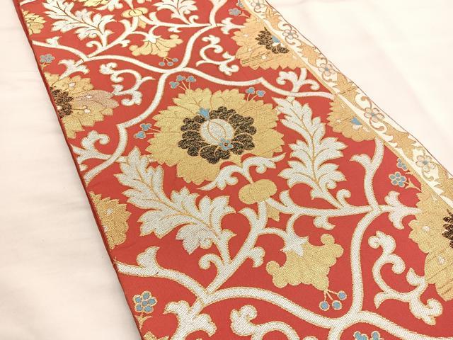 平和屋着物□西陣 川島織物 六通柄袋帯 飾花文 金銀糸