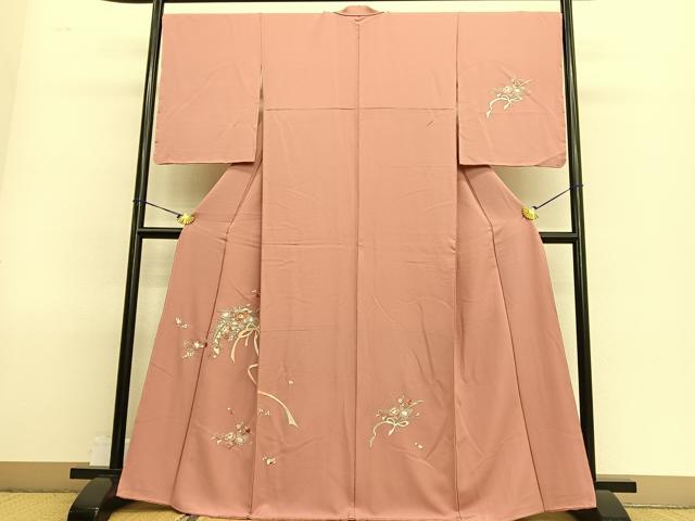 平和屋着物○訪問着 総刺繍 花束文 金糸 正絹 逸品 未使用 BAAT8723hv