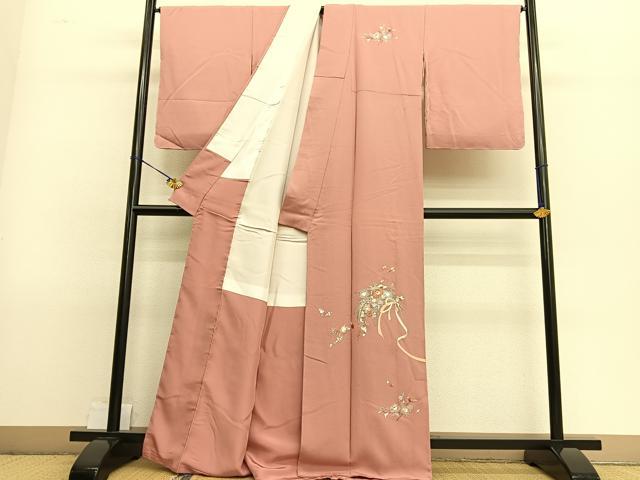 平和屋着物○訪問着 総刺繍 花束文 金糸 正絹 逸品 未使用 BAAT8723hv