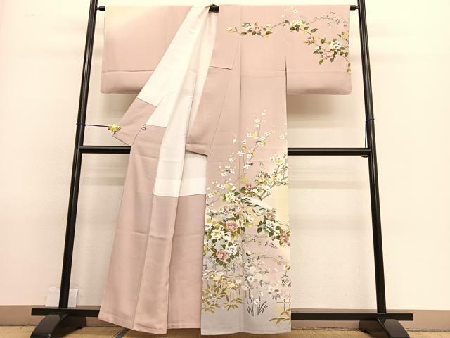 平和屋着物●訪問着　地紙花鳥文　暈し染め　正絹　逸品　未使用　BAAT8732hv 平和屋着物○訪問着 地紙花鳥文 暈し染め 正絹 逸品 未