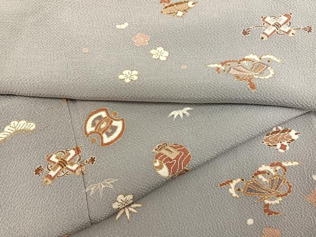 平和屋着物○上質な小紋 宝尽くし 金彩 鬼しぼ縮緬 正絹 逸品 AAAY8626ph