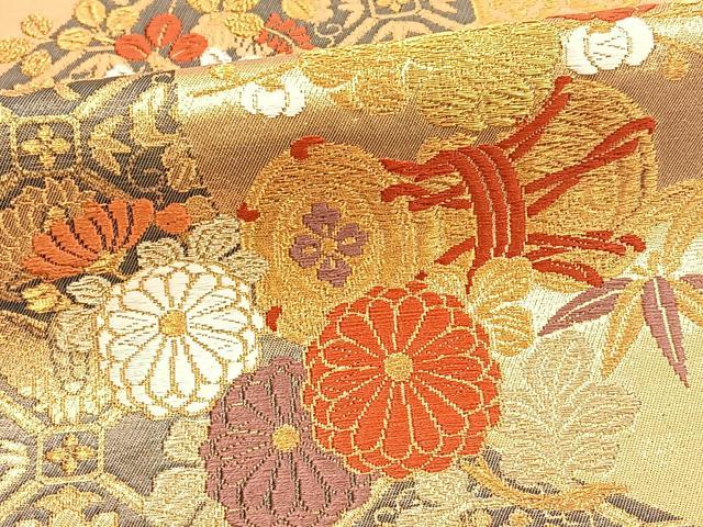 平和屋着物◎両面六通柄袋帯 唐織 束ね熨斗吉祥文様 金銀糸