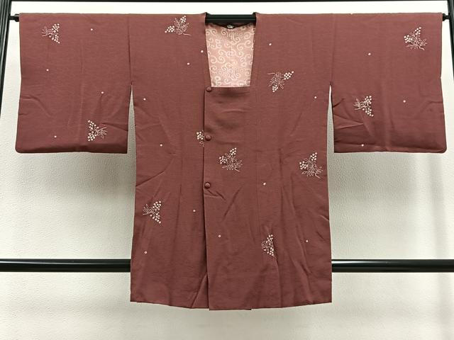 平和屋着物＃道行コート　ロング丈　絞り　枝花文　鈴乃屋扱い　正絹　逸品　BAAT8951gt